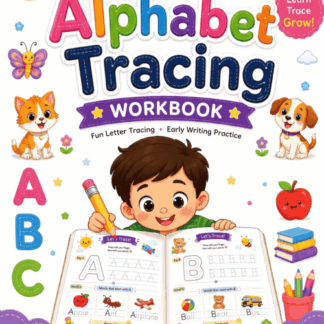 Printable ABCD Alphabet Tracing Workbook for Preschool and Kindergarten Kids Age 3-5 with Uppercase and Lowercase Letter Practice.